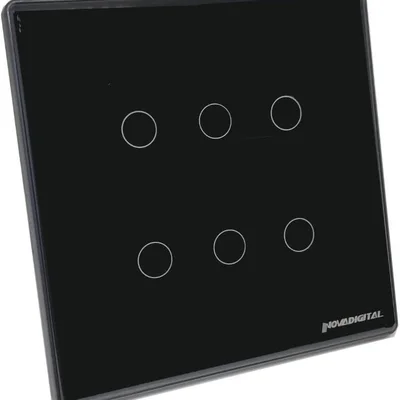 Interruptor  Smart Touch 6 Botoes Zigbee Preto  Nova Digital