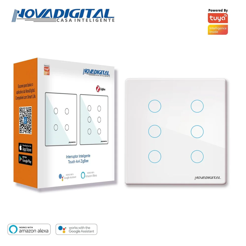 Imagem 3 de 5 do produto Interruptor  Smart Touch 6 Botoes Zigbee Preto  Nova Digital