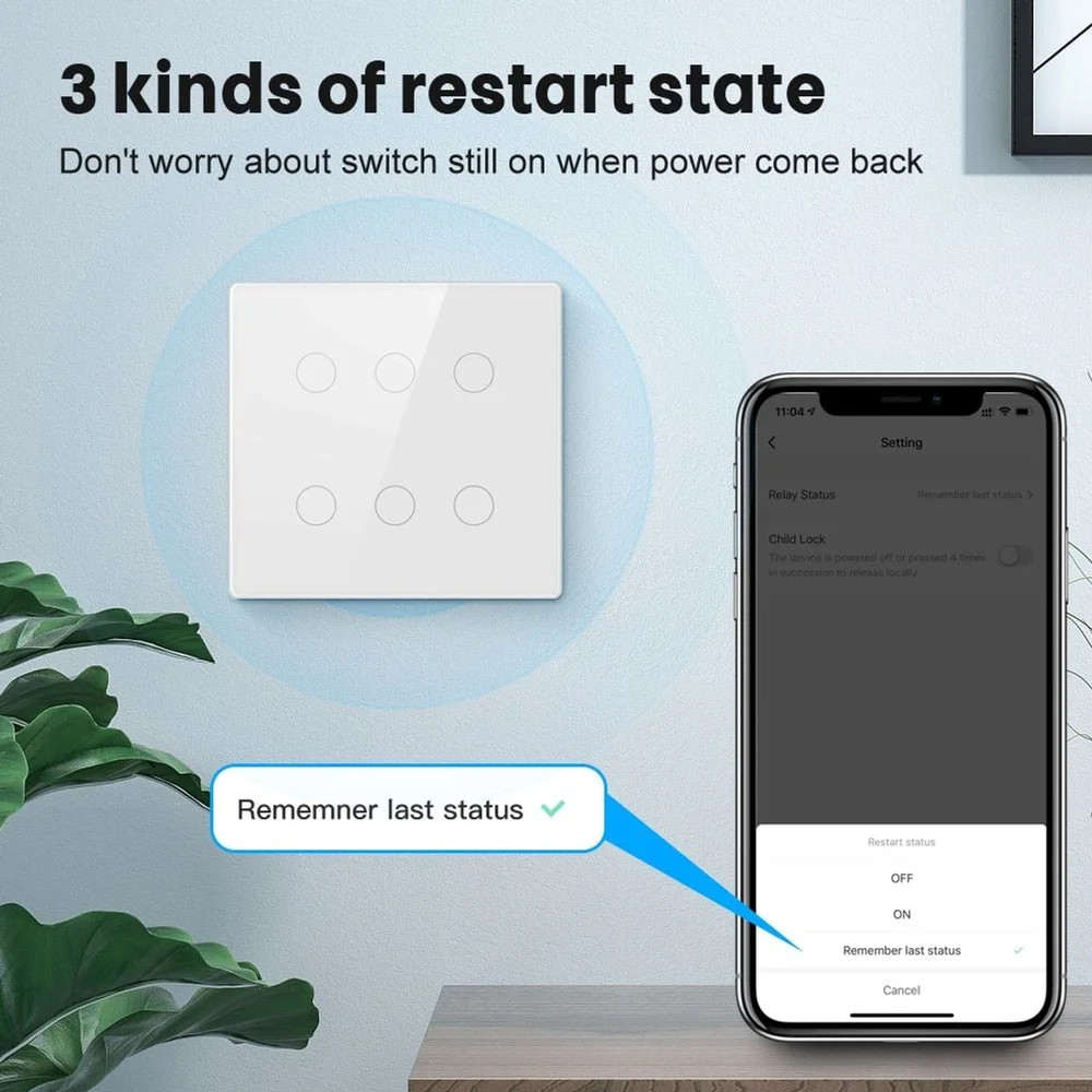 Imagem 4 de 5 do produto Interruptor  Smart Touch 6 Botoes Zigbee Preto  Nova Digital