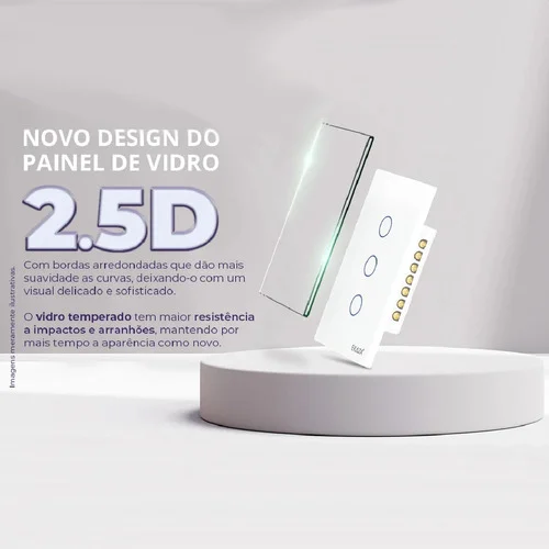 Imagem 2 de 5 do produto Interruptor Touch Intelig 2botões Wifi Alexa Google - Branco