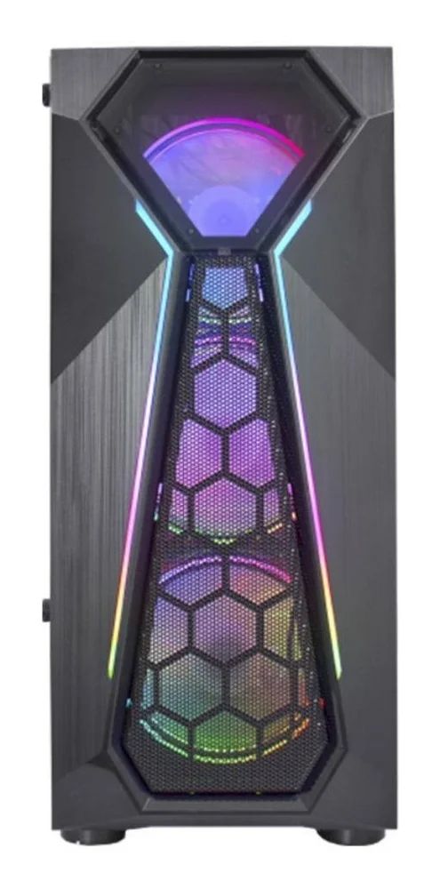 Imagem 3 de 5 do produto Gabinete Gamer K-mex Warlock Cg-a1d4 LED RGB E Lateral Vidro Cor Preto