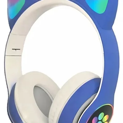 Fone De Ouvido Bluetooth 5.0 LED Orelha De Gato F-23m Cor:azul