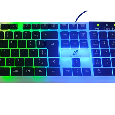 Kit Teclado RGB Semi Mecânico E Mouse Gamer Iluminado Xc-cb-05