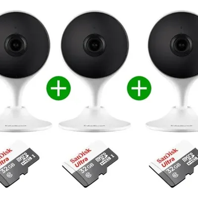 Kit 3 Câmera Segurança Imx Wifi Fullhd Intelbras Cartão 32gb