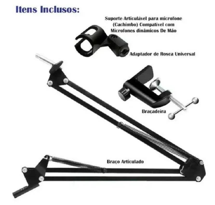 Imagem 2 de 5 do produto Braço Articulado Suporte De Mesa Aço Para Microfone
