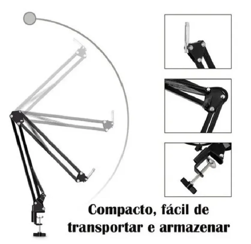 Imagem 4 de 5 do produto Braço Articulado Suporte De Mesa Aço Para Microfone