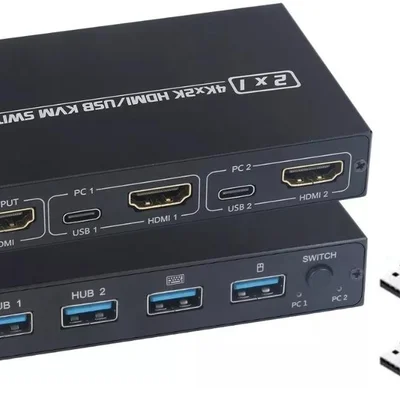 Chaveador Kvm Switch 2x1 Hub HDMI Usb 3.0 Com Suporte 4k