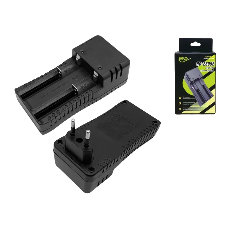 Kit Carregador De Bateria Bivolt 18500 Mais 4 Bateria - Carre + 4 Baterias Dourada