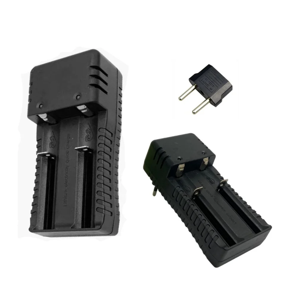 Kit Carregador De Bateria Bivolt 18500 Mais 4 Bateria - Carre + 4 Baterias Dourada