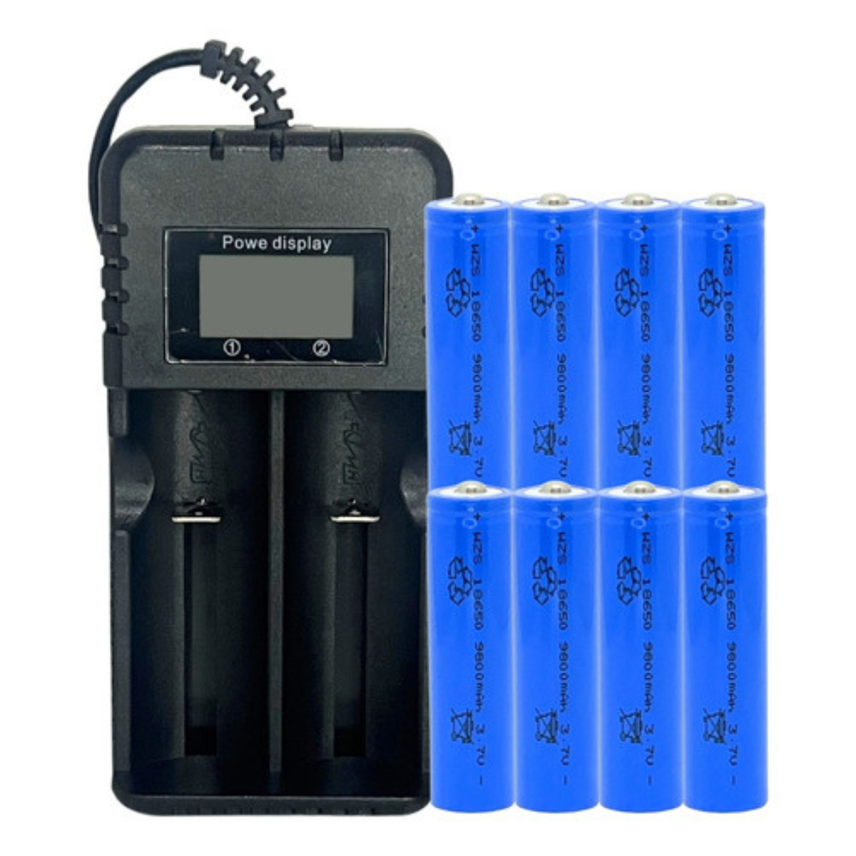 Kit Carregador + 8 Bateria 9800mah 18650 4,2v Recarregável 1