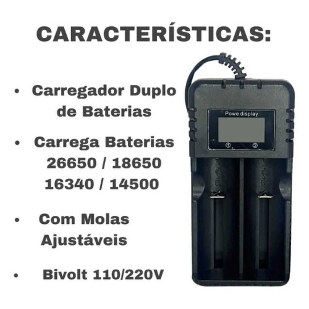 Kit Carregador + 8 Bateria 9800mah 18650 4,2v Recarregável 1