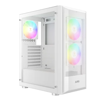 Gabinete Gamer Gamdias Aura Gc6 Wh ARGB, Mid-tower, Vidro Temp, 3 Fans, White - Aura Gc6 Wh ARGB
