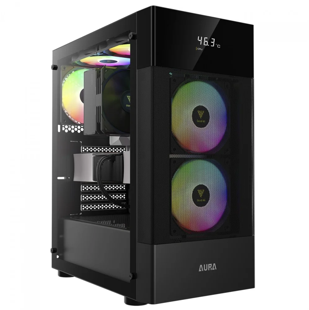 Imagem 3 de 5 do produto Gabinete Gamer Gamdias Aura Gc5 ARGB, Mid-tower, Vidro Temp, 3 Fans, Black - Aura Gc5 ARGB Bk