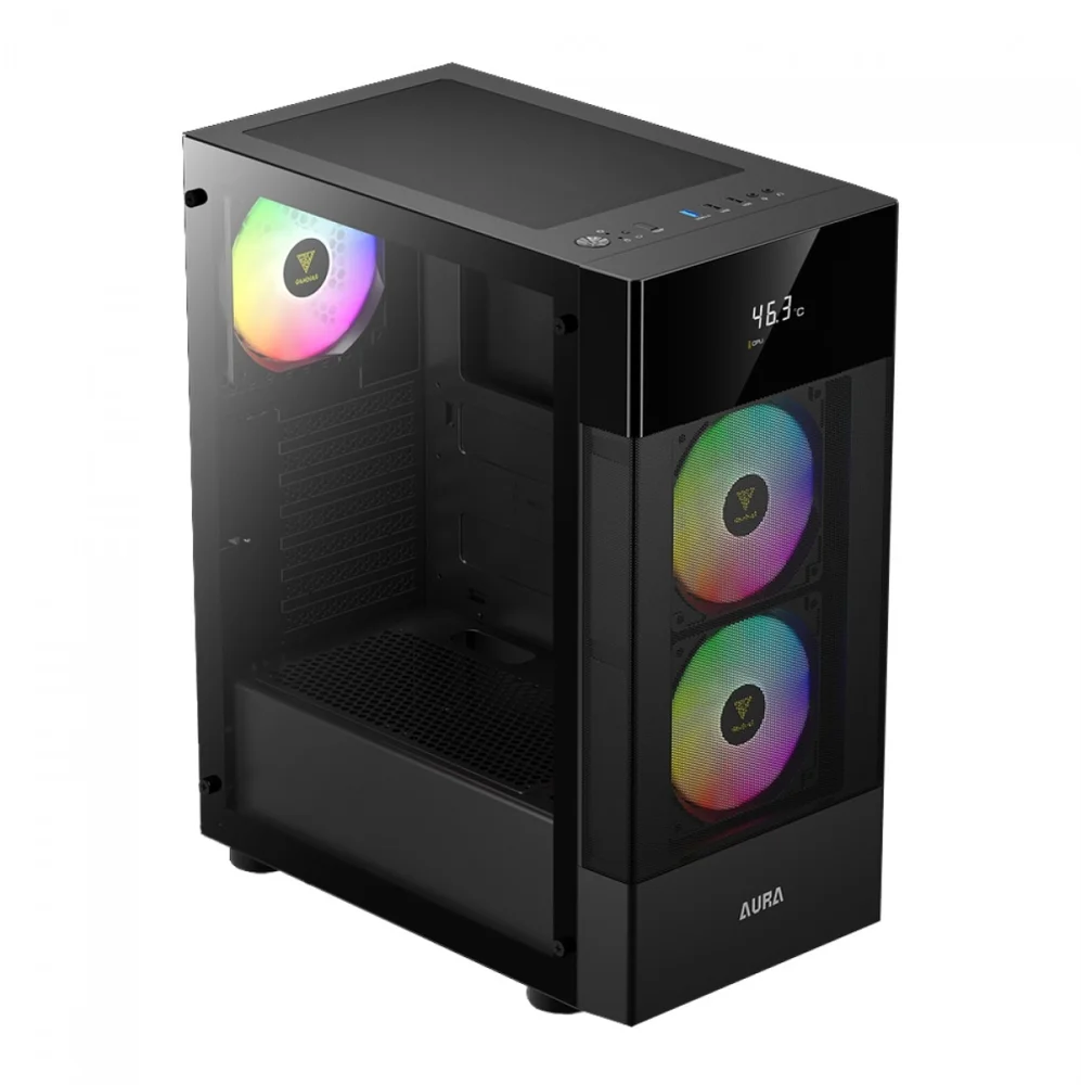 Imagem 4 de 5 do produto Gabinete Gamer Gamdias Aura Gc5 ARGB, Mid-tower, Vidro Temp, 3 Fans, Black - Aura Gc5 ARGB Bk