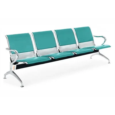 Cadeira Longarina Cromada 4 Lugares Com Estofado Colorida Aqua