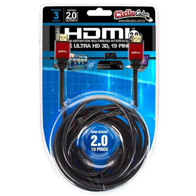 Cabo HDMI 2.0, 19 Pinos 4k, Ultra Hd, 3d - 3 Metros