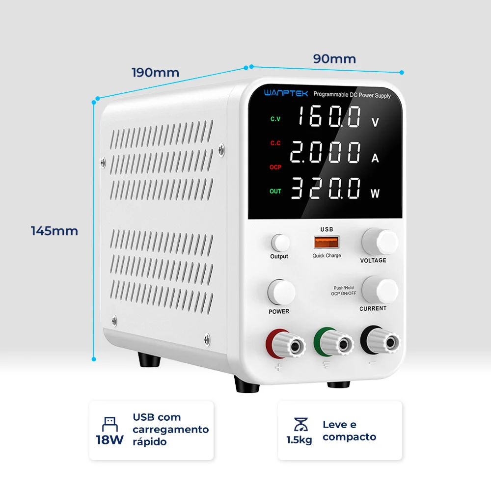 Imagem 4 de 5 do produto Fonte De Bancada Wanptek Wps1602b 160v 2a 320w
