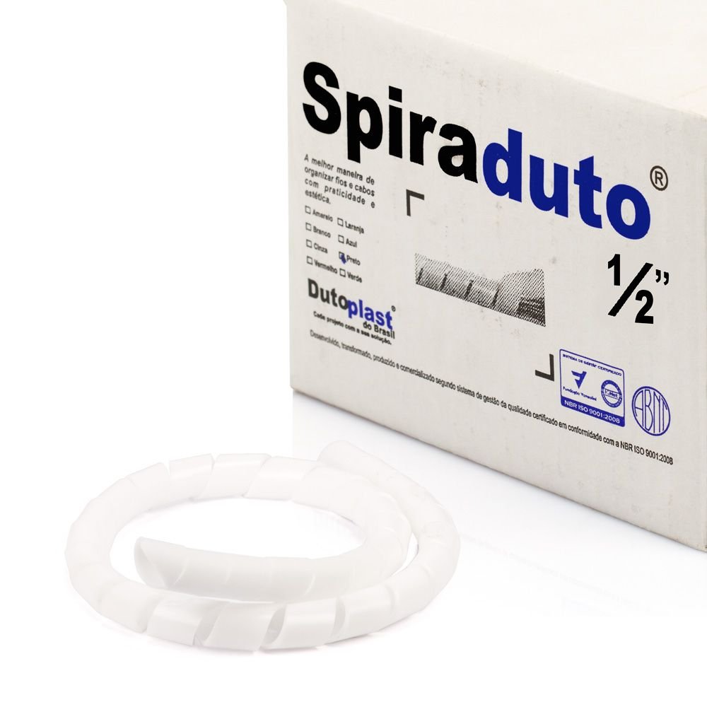 Organizador Fios E Cabos Spiraduto 1/2 Branco - 30 Metros
