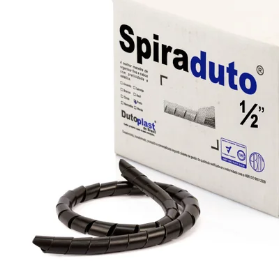 Organizador Fios E Cabos Spiraduto 1/2 Preto - 30 Metros