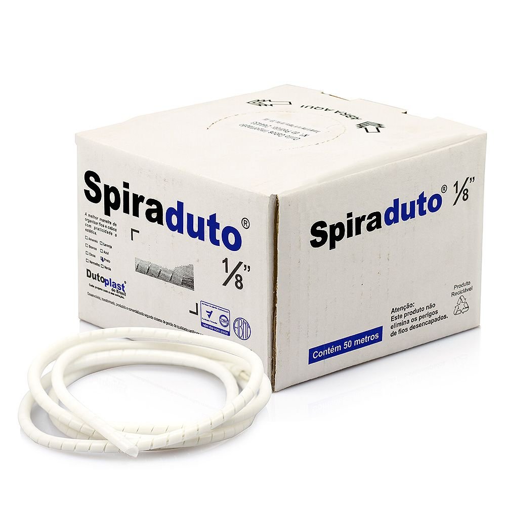 Organizador De Fios E Cabos Spiraduto 1/8 Branco - 1 Metro