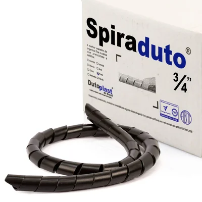 Organizador Fios E Cabos Spiraduto 3/4 Preto - 50 Metros