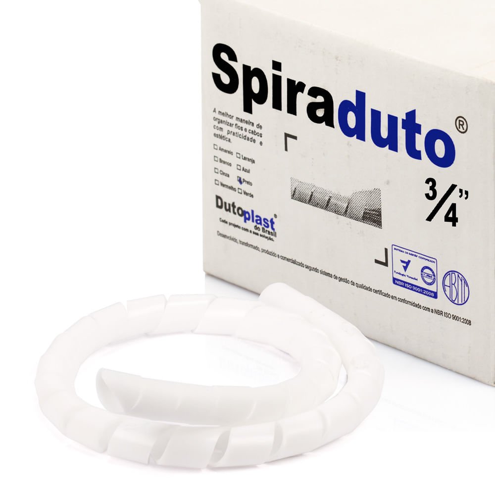 Organizador Fios E Cabos Spiraduto 3/4 Branco - 20 Metros