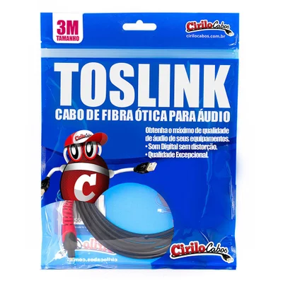 Cabo Óptico Digital Toslink - 3 Metros - Cirilo Cabos