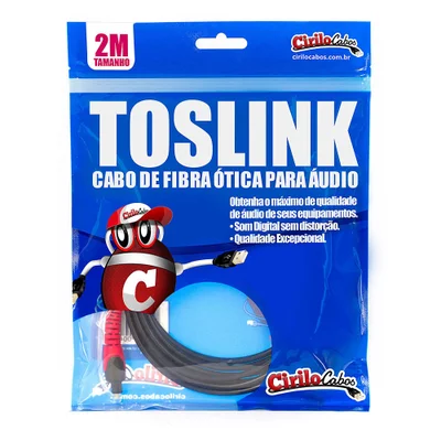 Cabo Óptico Digital Toslink - 2 Metros - Cirilo Cabos