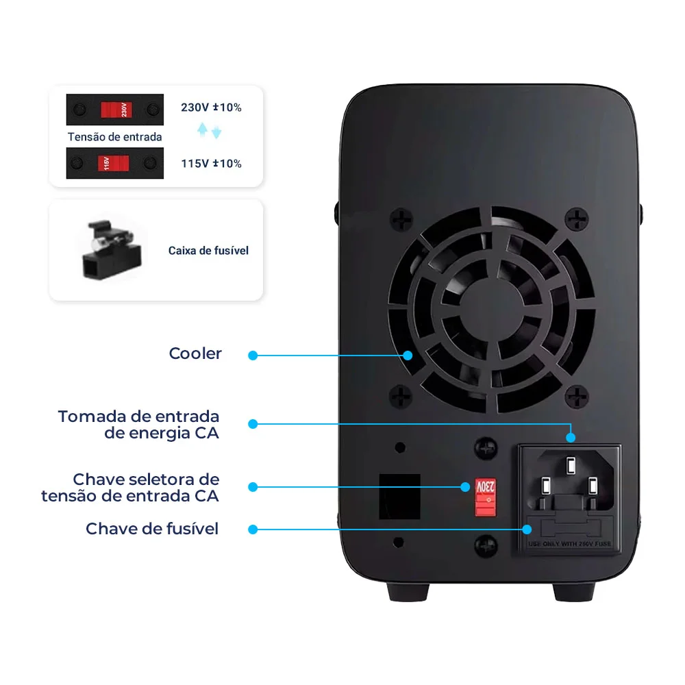 Imagem 3 de 5 do produto Fonte De Bancada Wanptek Aps1602h 160v 2a 320w
