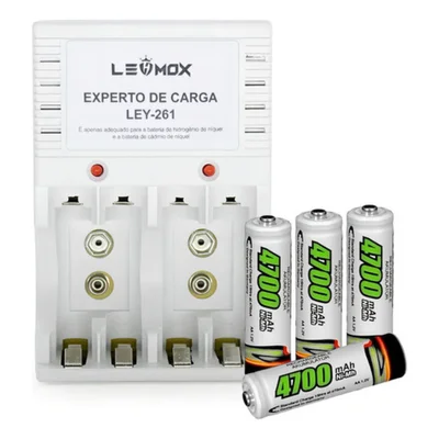 Carregador De Pilhas Recarregáveis + 4 Pilhas Aa P/ XBOX Ps4