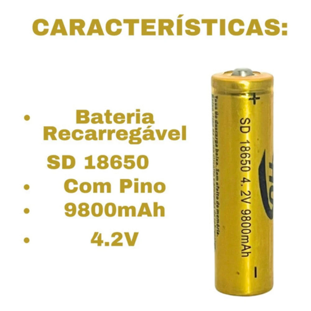 Imagem 3 de 5 do produto Kit 2 Pilhas Recarregáveis 18650 5800mah 4,2v Envio Imediato