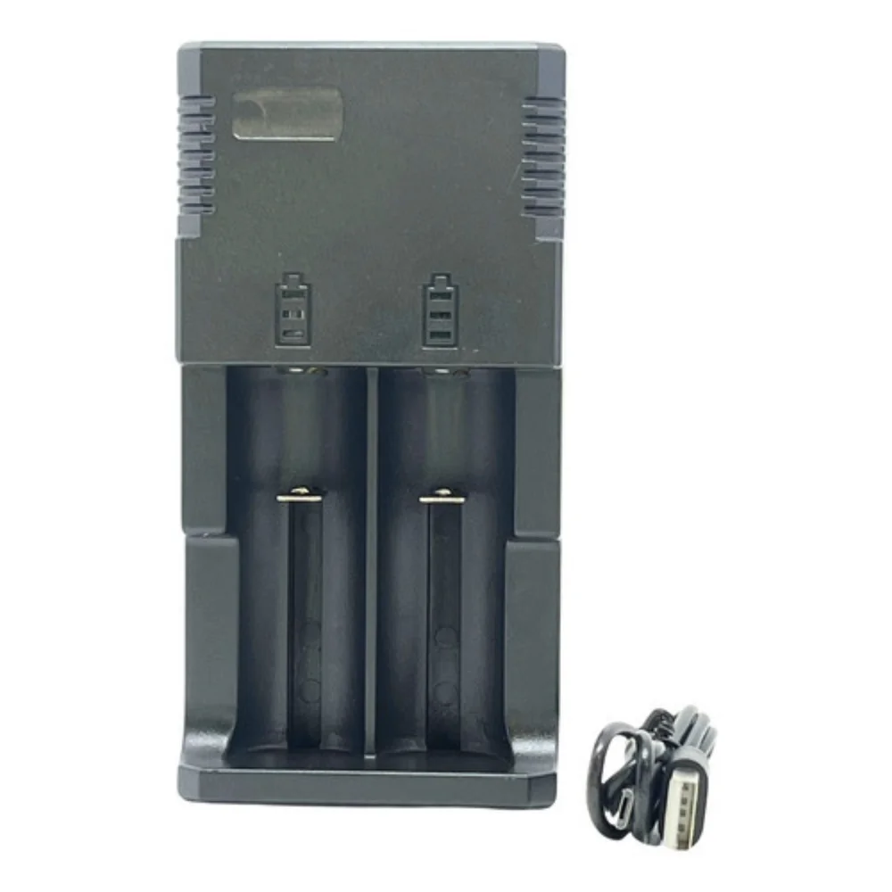 Imagem 4 de 5 do produto Carregador Duplo Sem Visor Para Baterias 26650 E 18650 Bivolt Com Mola