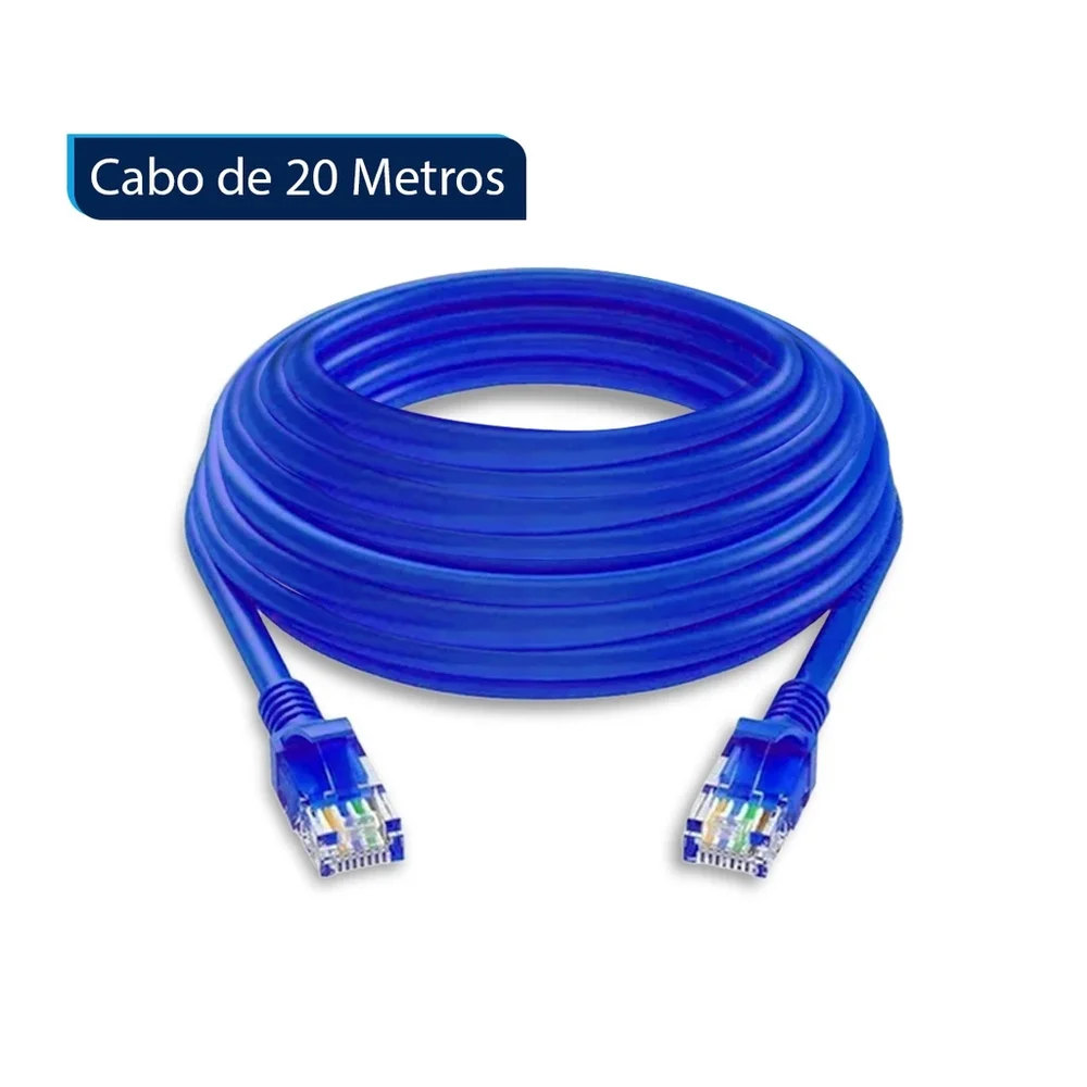 Imagem 3 de 5 do produto Cabo De Rede  Rj45  20 Metros Cat 6 | 10/10 Gigabits | Alta Performance