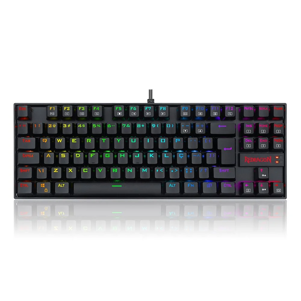 Teclado Magnetico Usb Gamer Kumara Pro RGB Switch Brown Redragon K552RGB-pro V2 Preto