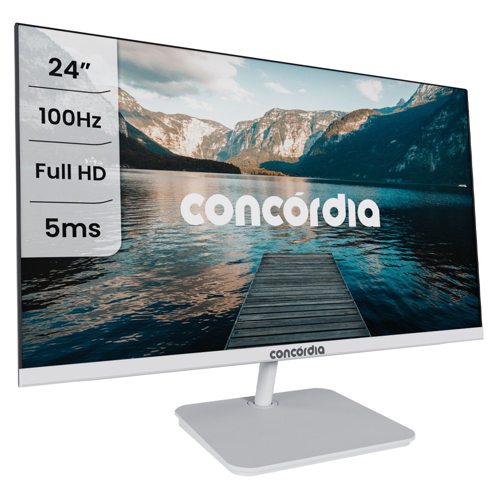Monitor Concórdia Empresarial E238 24", 100hz, Led Full Hd, Hdmi, Vga e Vesa, SRGB 100%, Branco