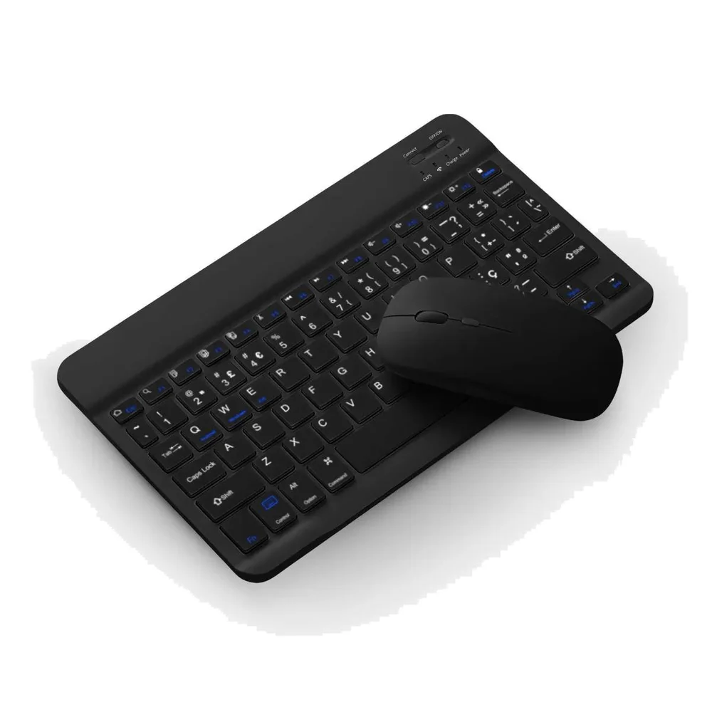 Teclado Sem Fio Bluetooth Recarregável Com Mouse - Preto