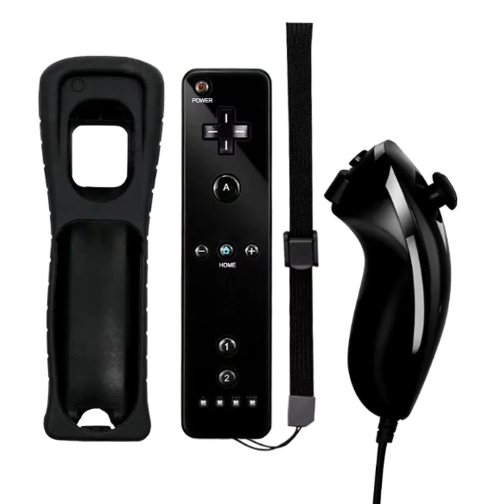 Imagem 1 de 3 do produto Controle Joystick Com Nunchuk Compativel Nintendo Wii E Wii U Cor Preto