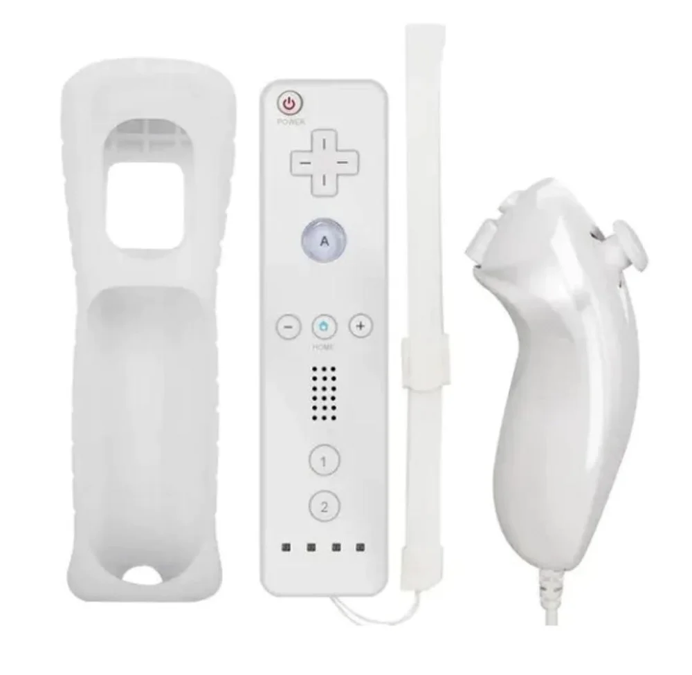 Imagem 1 de 3 do produto Controle Joystick Com Nunchuk Compativel Nintendo Wii E Wii U Cor Branco