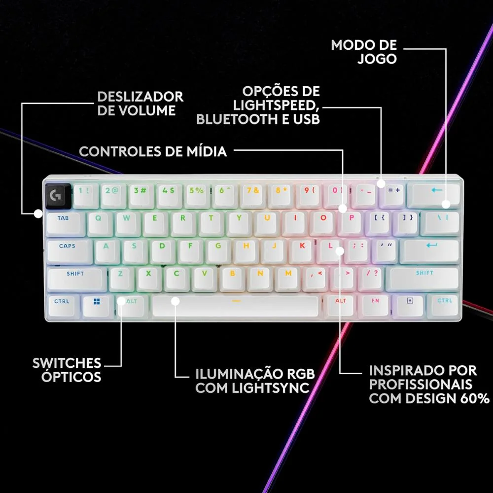 Teclado Gamer Sem Fio Logitech G Pro X 60 Lightspeed RGB Mec
