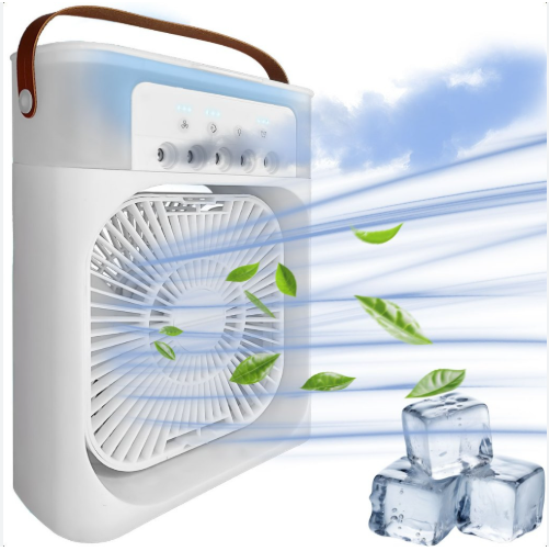 Ventilador Portátil De Mesa Mini Ar Condicionado Umidificador Climatizador Água E Gelo Com 3 Velocidades