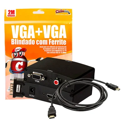 Conversor Vga Para HDMI Com Cabos HDMI E Vga