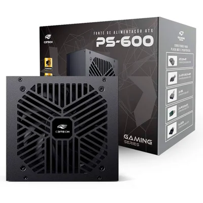 Fonte 600w Atx C3tech  Ps-600bk, Bivolt, Preta
