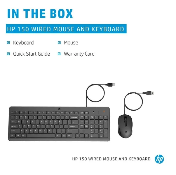Imagem 5 de 5 do produto Kit Teclado E Mouse Hp 150, Usb-a, Layout Br, Preto