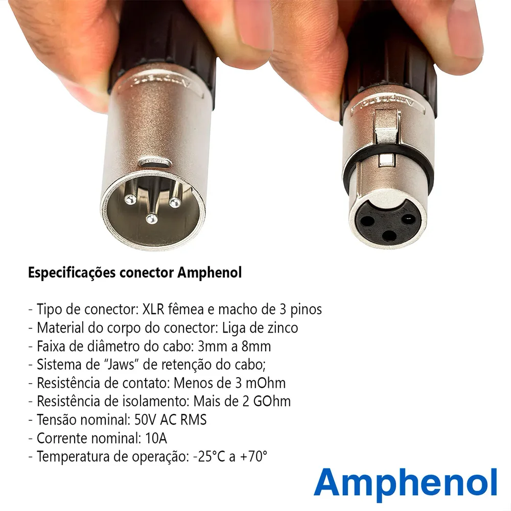 Imagem 2 de 5 do produto Multicabos Com Conectores Xlr 4 Vias - Amphenol 10 Metros