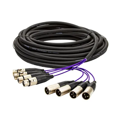Multicabos Com Conectores Xlr 4 Vias - Amphenol 15 Metros