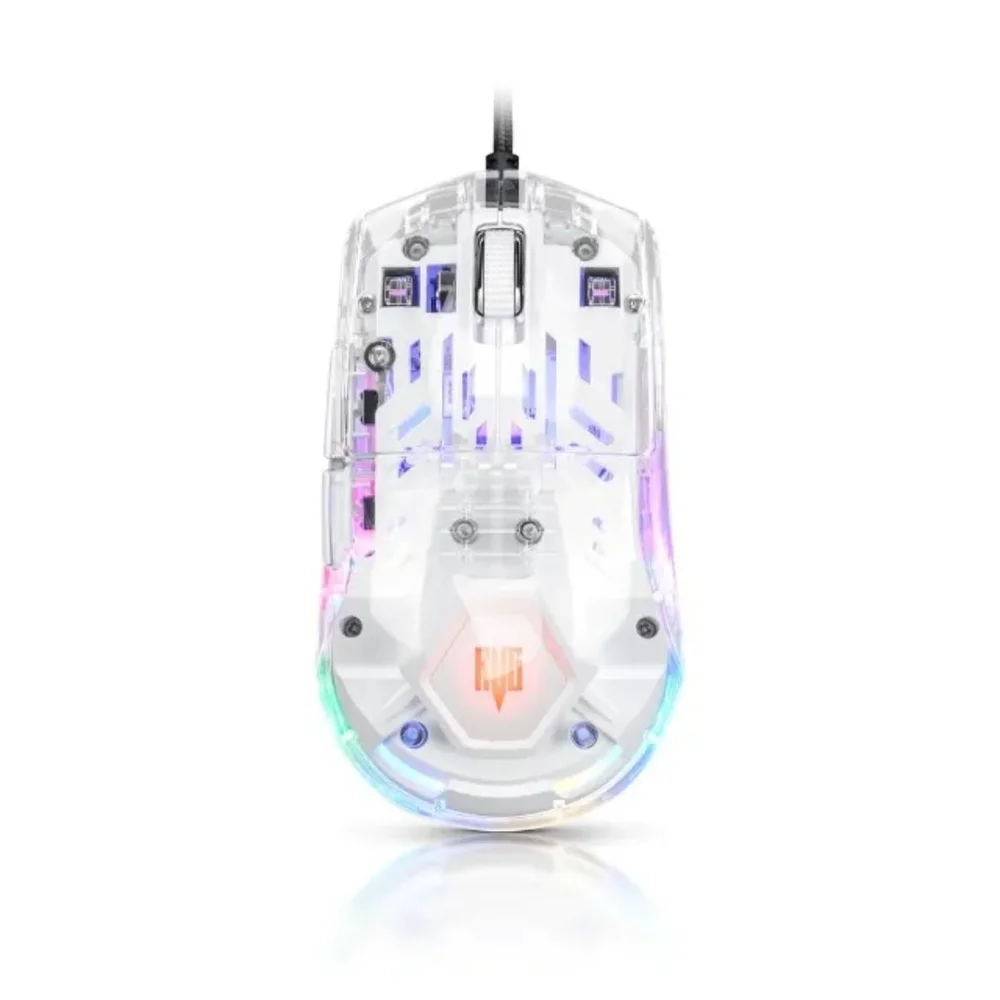 Mouse Gamer Tiger Chroma Rgb Transparente 6 Botões 12000 Dpi