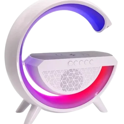 Caixa De Som Portátil Rgb Usb Carregador Indução Sem Relógio