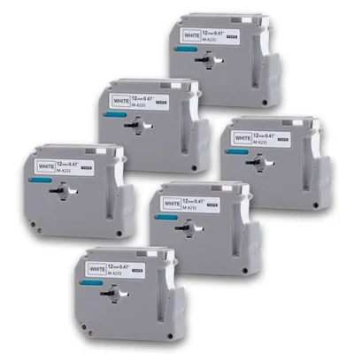 Kit 06 Fitas Compatível Etiquetador Brother Pt-70 Pt-80 Pt-90 Mk 231 Mk231