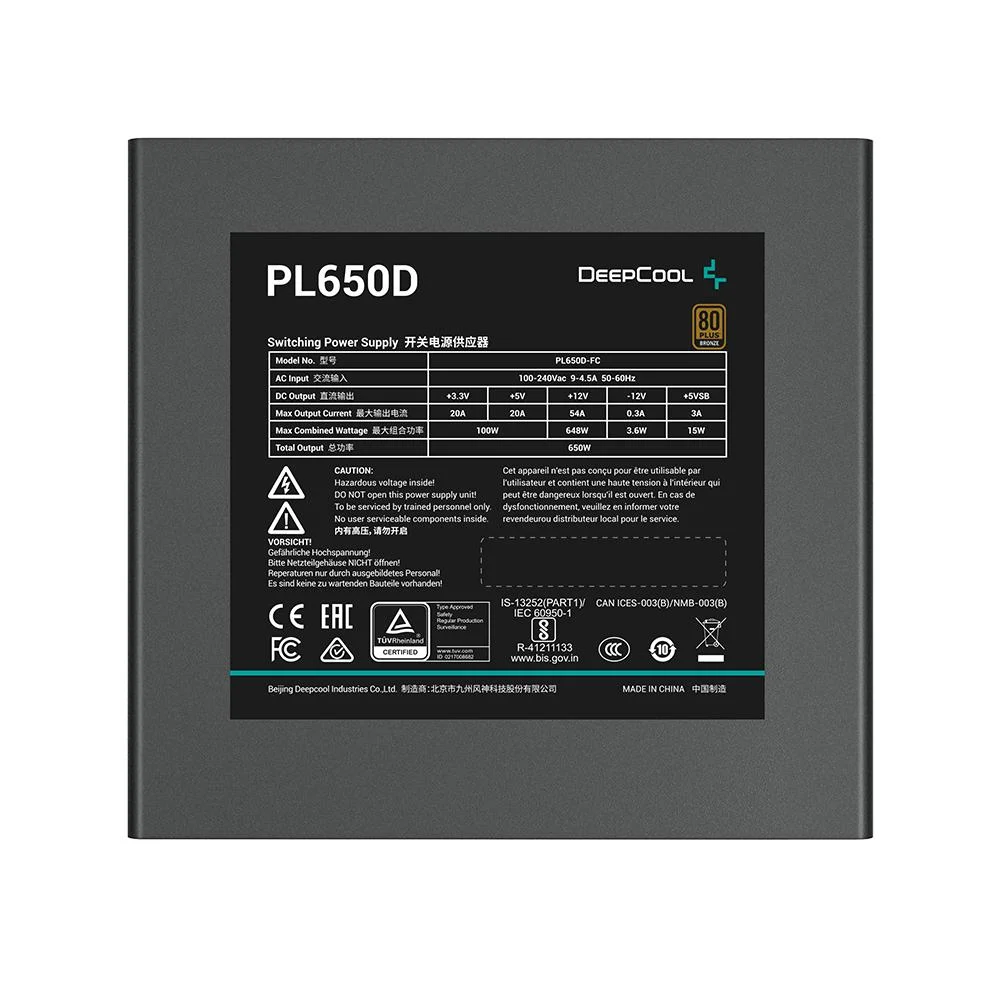 Imagem 4 de 5 do produto Fonte Gamer Deepcool Pl650d 650w 80 Plus Bronze Atx 3.0