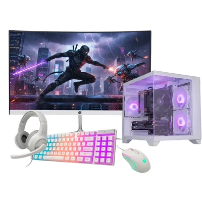 Computador Gamer Intel Core I9 11ª Geração 16gb Ram SSD 960gb RTX 2060 Tela 23" Curva Gabinete Aquário RGB - Branco